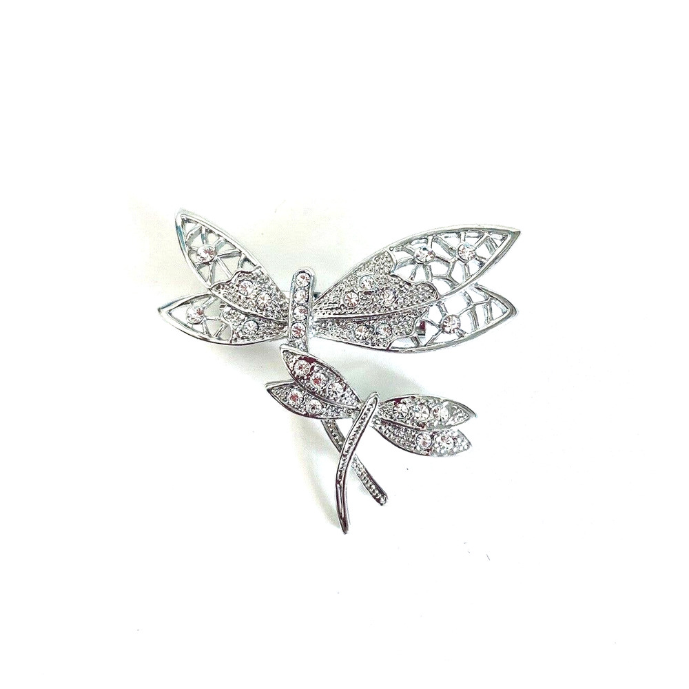 Vtg Silver Dragon Fly Brooch Pin